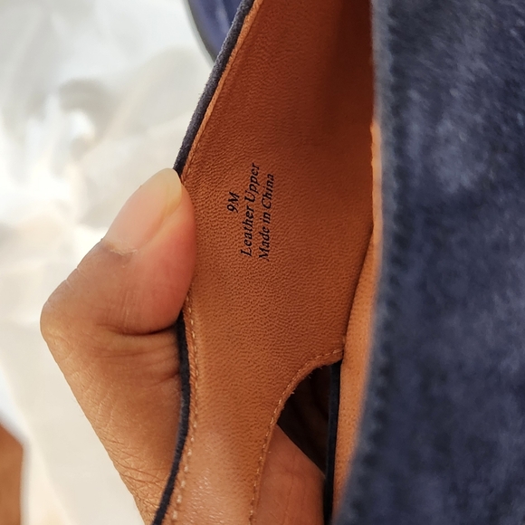 L'Amour Navy Slingback Wedges - Picture 7 of 8